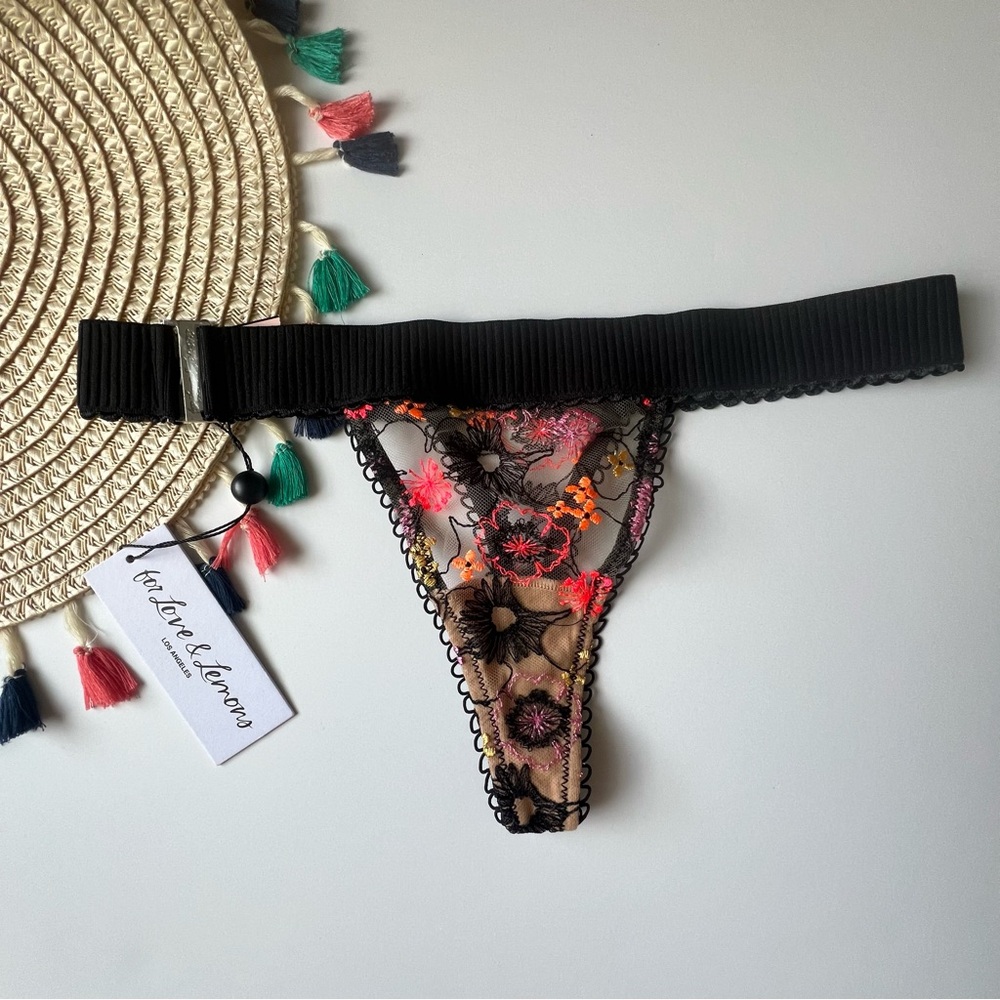 For Love & Lemons Sunrise Thong Panty Multicolor Small NEW